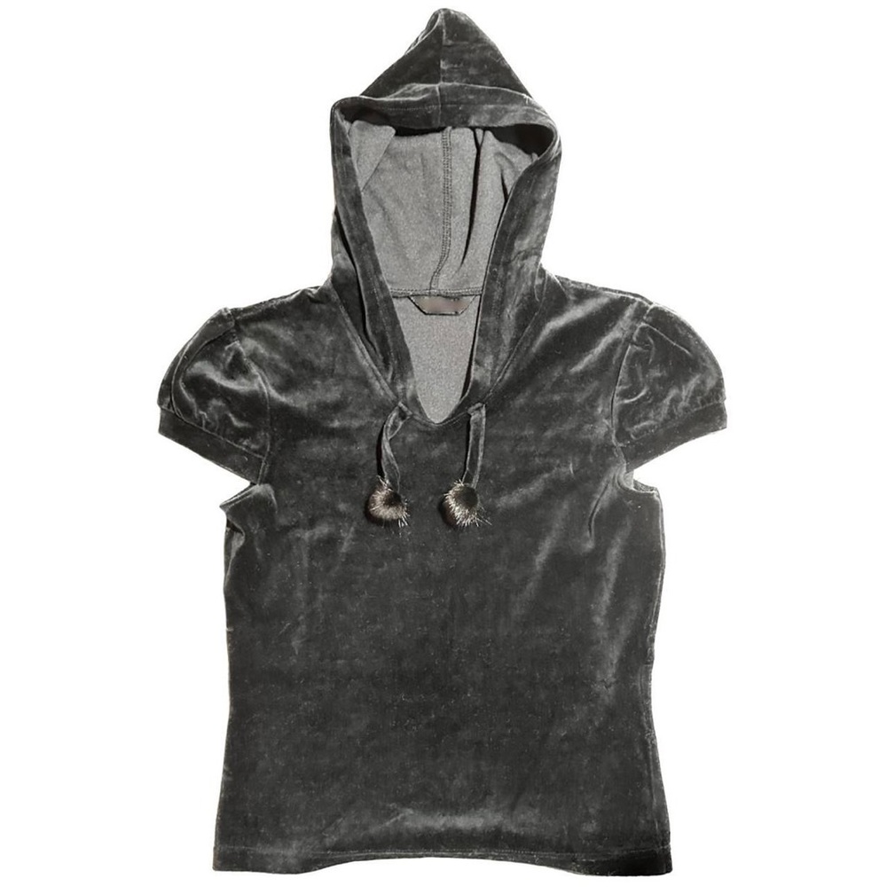 velour short sleeve japanese brand hooded top